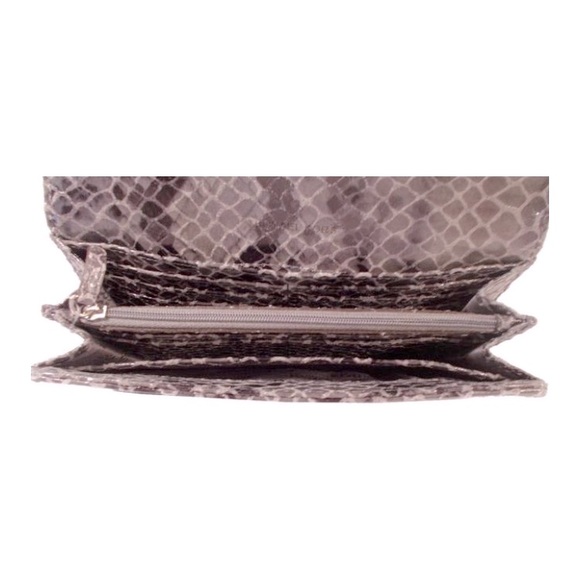 Nwt Michael Kors Gray Fulton Flap Continental Python Leather Dark Slate Wallet - Picture 3 of 3